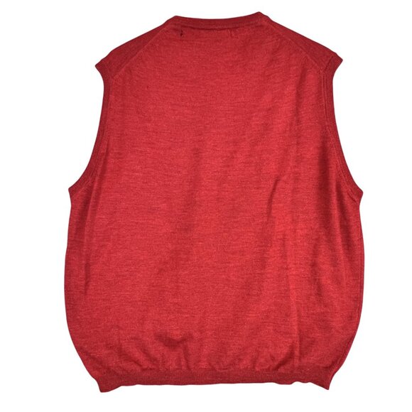 Valda  Mens XL SweaterVest Red Merino Wool Extrafine Pullover Preppy Knit Italy - Picture 2 of 9
